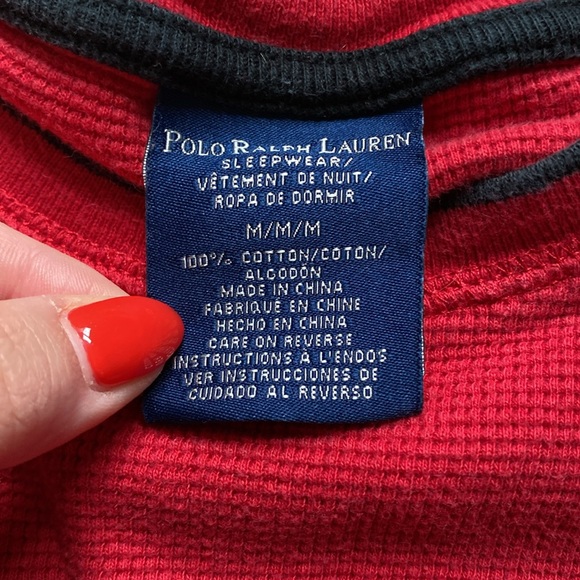 Polo by Ralph Lauren Red Waffle Knit Thermal Vintage Long Sleeve - Picture 4 of 4